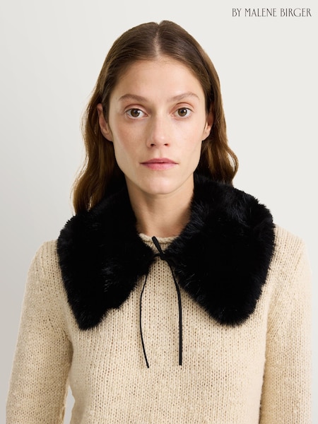 Black - By Malene Birger Cowie Faux Fur Collar Scarve