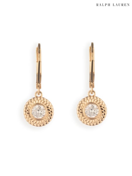 Gold - Lauren Ralph Lauren Pavé Herringbone Drop Earrings