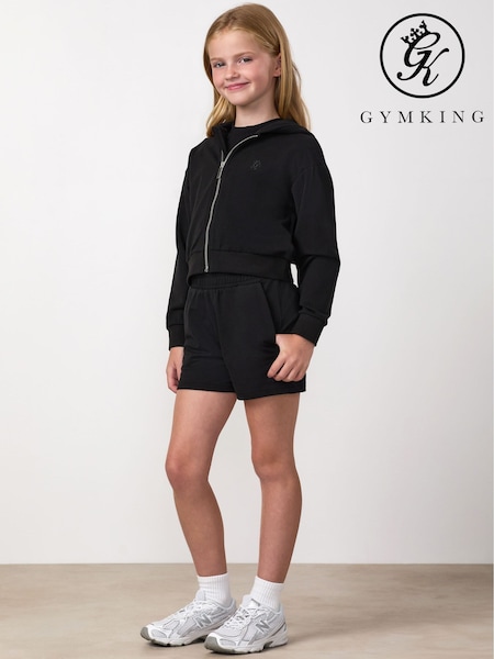 Black - Gym King Junior Victory Boxy Full Zip Hoodie