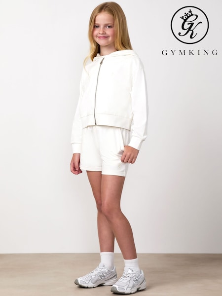 White - Gym King Junior Victory Boxy Full Zip Hoodie