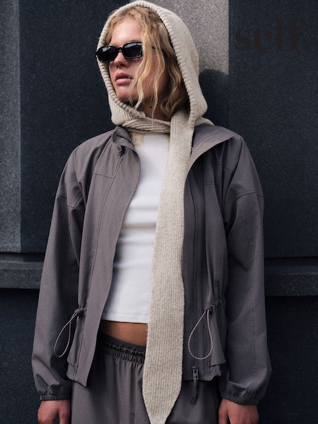 Neutral - Self. Knitted Hooded Scarf
