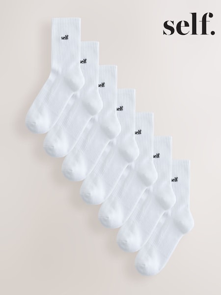 White - Self. Cushion Sole Ankle Socks 7 Pack