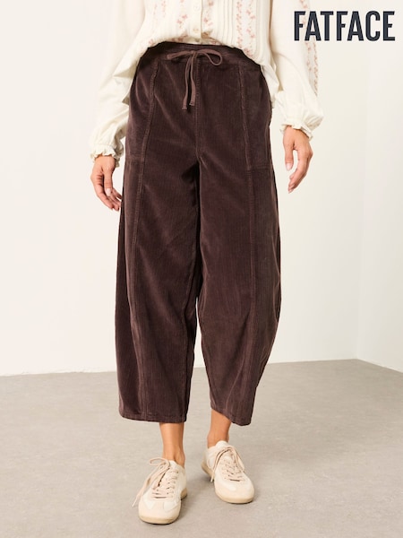 Brown - Fatface Barrel Cropped Cord Trousers