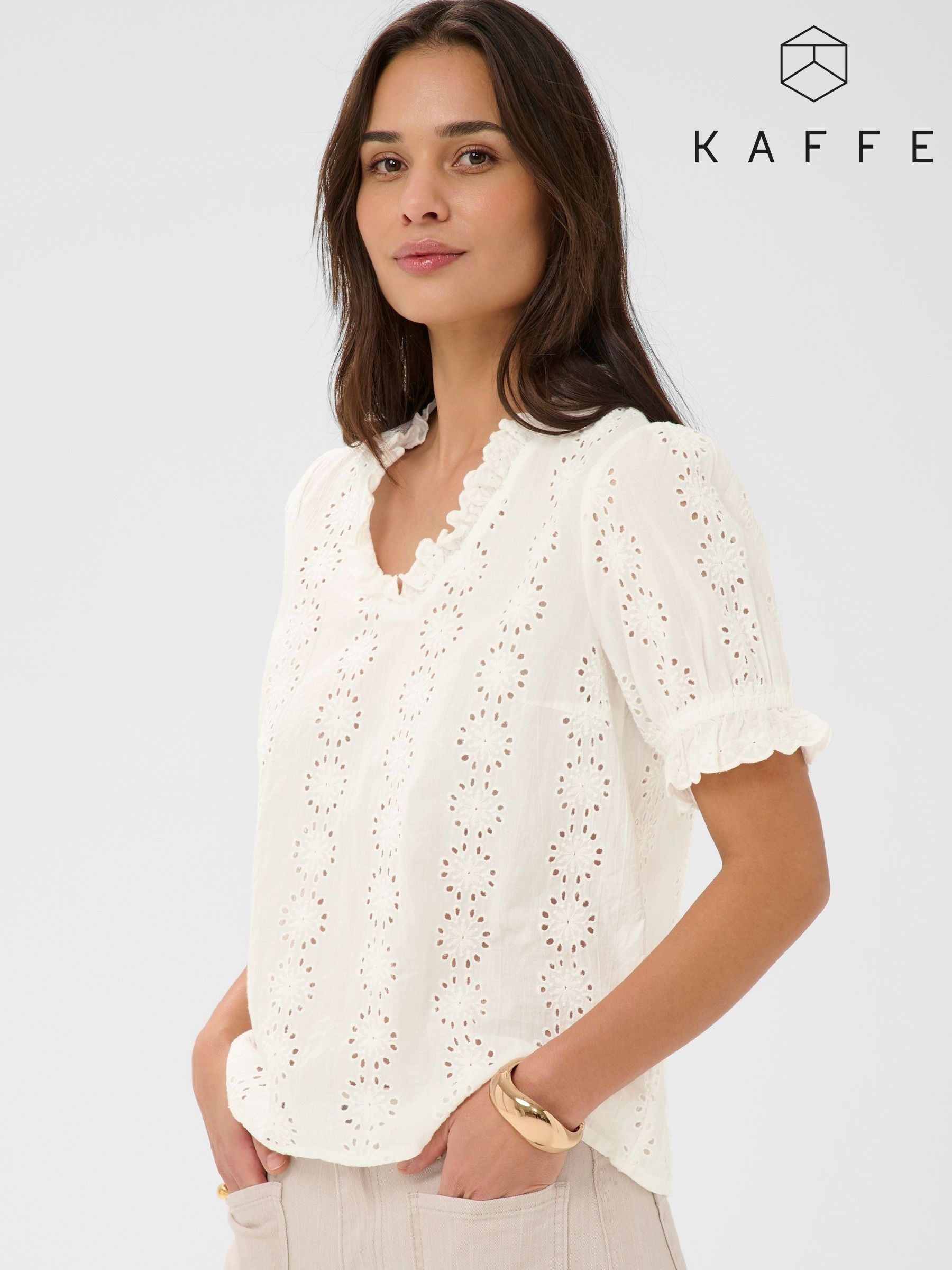 Camicetta Donna Kaffe | Maniche Corte Morbide | Scollo Tondo E Vita Elastica | Modello Loose Fit