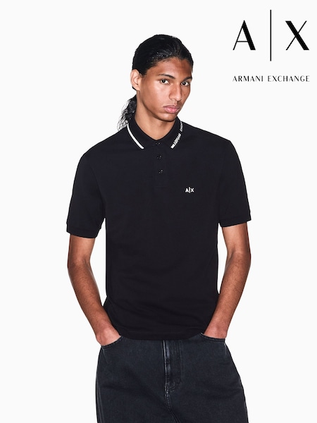 Black - Regular Armani Exchange Regular-fit Logo Polo Shirt