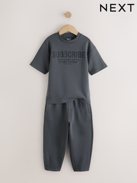 Charcoal Grey - Relaxed Fit Heavyweight T-shirt And Joggers Set (3-16yrs)