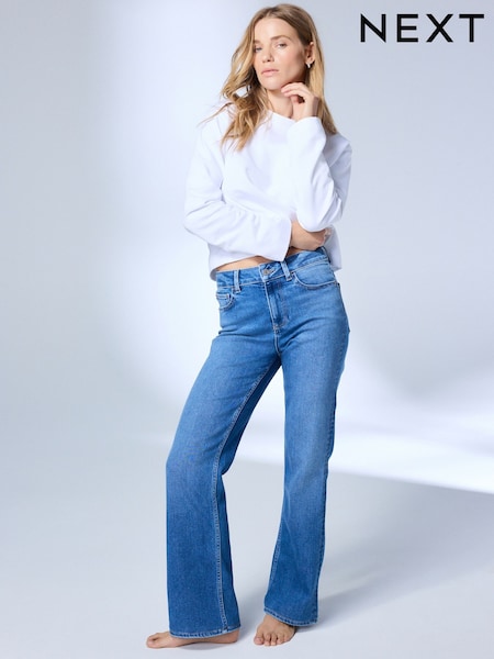 Mid Blue - Mid Rise Super Soft Stretch Bootcut Jeans