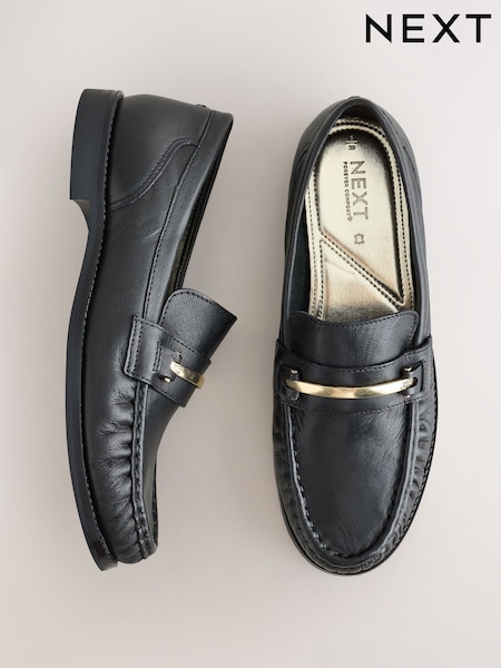 Black - Forever Comfort® Leather Trim Detail Loafers