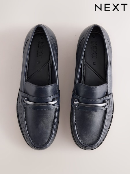 Navy - Forever Comfort® Suede Leather Trim Detail Loafers