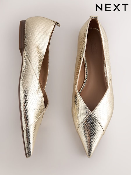 Gold - Forever Comfort® Point Spliced Ballet Flats