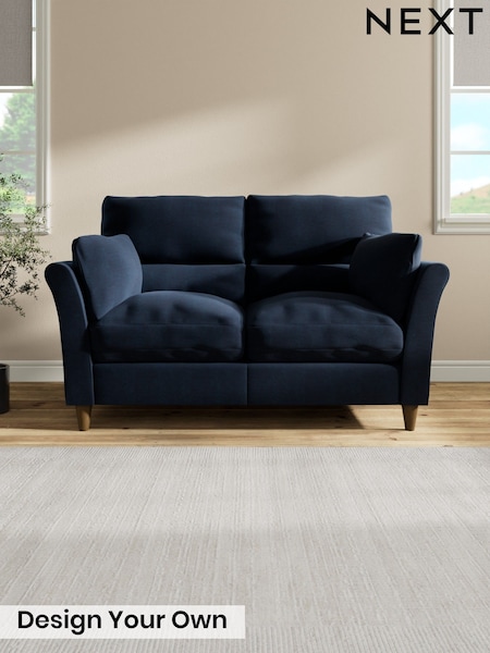 Fine Chenille Easy Clean/Dark Navy Blue - Hartley Highback Relaxed Sit