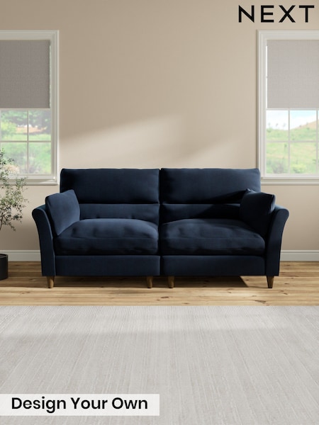 Fine Chenille Easy Clean/Dark Navy Blue - Hartley Highback Relaxed Sit