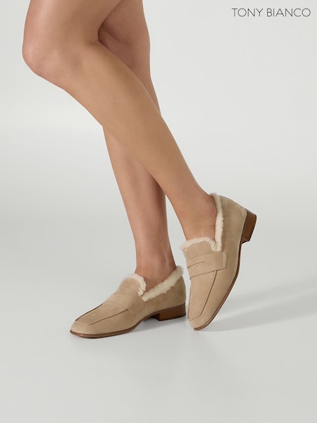 Cream - Tony Bianco Suede & Borg Gloria Loafers