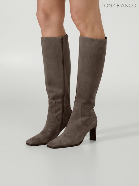 Brown - Tony Bianco Suede Rinetta Point Toe Tall Boots