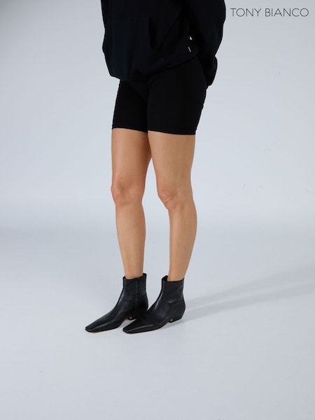 Black - Tony Bianco Leather Square Toe Rupert Ankle Boots