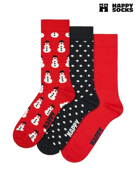Red - Regular Happy Socks Everyday Snowman Socks 3 Pack