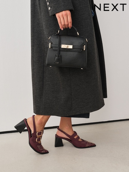 Black - Belted Hand Held Bag
