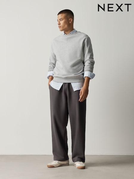 Slate Grey - Relaxed Fit Brushback Joggers