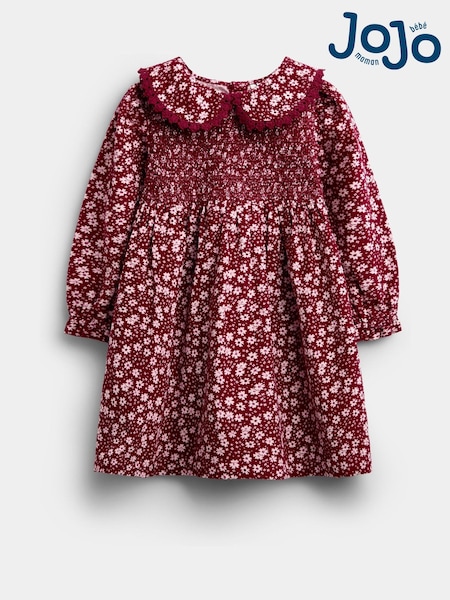 Berry Red Floral - Jojo Maman Bébé Smocked Cord Dress