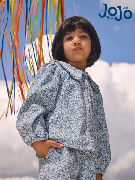 Light Wash Denim Blue Floral - Jojo Maman Bébé Printed Shirt & Trouser Set
