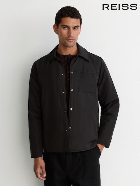Black - Regular Reiss Raider Lightly-padded Patch-pocket Overshirt