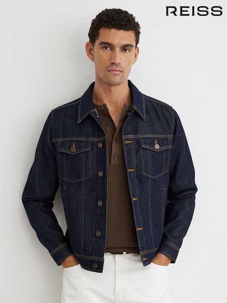 Dark Indigo - Regular Reiss Acre Denim Trucker Jacket