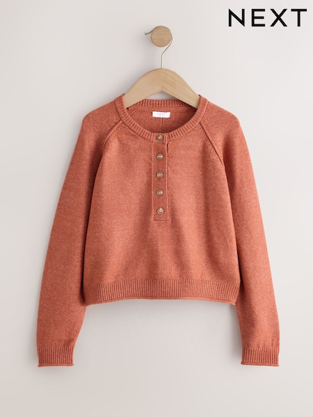 Rust Brown - Henley Jumper (3-16yrs)