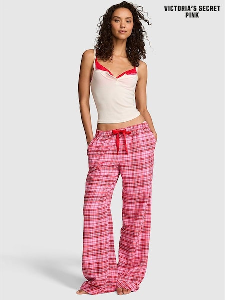 Sizzling Strawberry Pink Tartan - Victoria's Secret Pink Flannel Pyjama Bottoms