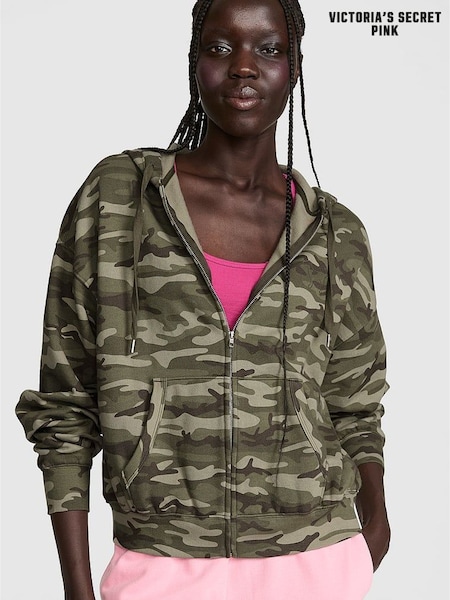 Camo Green - Victoria's Secret Pink Fleece Zip Up Hoodie