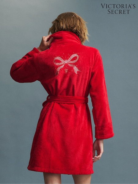 Lipstick Red - Victoria's Secret Fluffy Short Dressing Gown