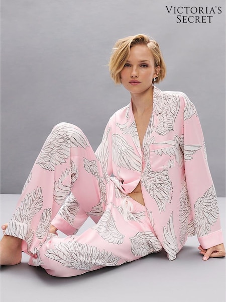 Angel Pink Wings - Victoria's Secret Satin Long Pyjamas Set