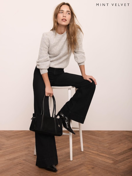 Mint Velvet Grey Knit Balloon Sleeve Jumper (Y95372) | £89