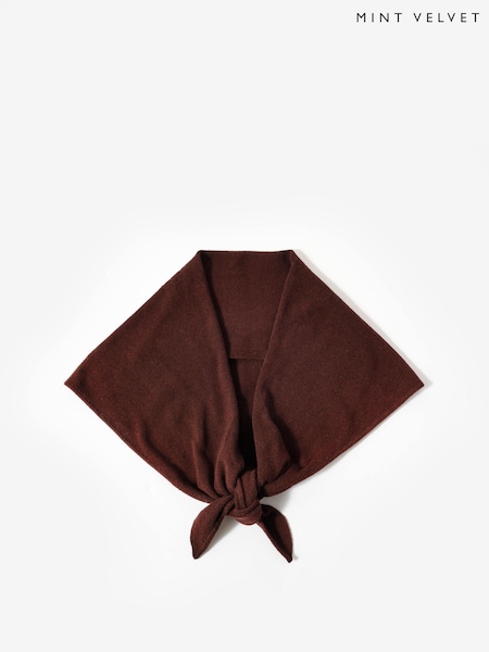 Mint Velvet Brown Wrap Triangle Knit Scarf (Y95375) | £45