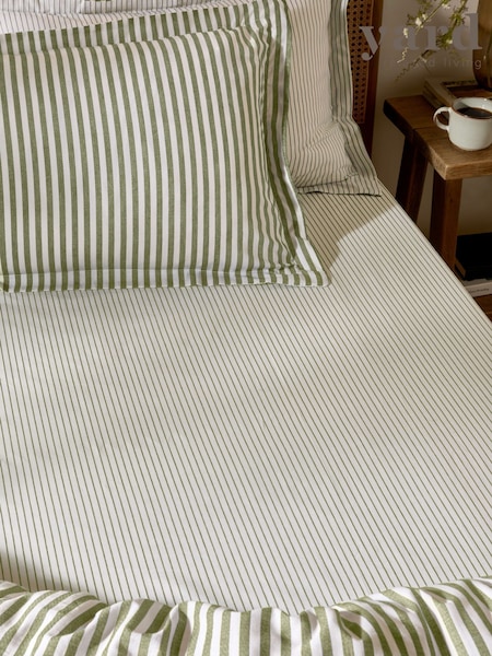Yard Olive Hebden Narrow Stripe Cotton Extra Deep Fitted Sheet (Y95455) | £22 - £30