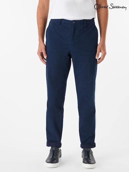 Oliver Sweeney Blue Garment Dyed Cotton Chinos (Y95473) | £139