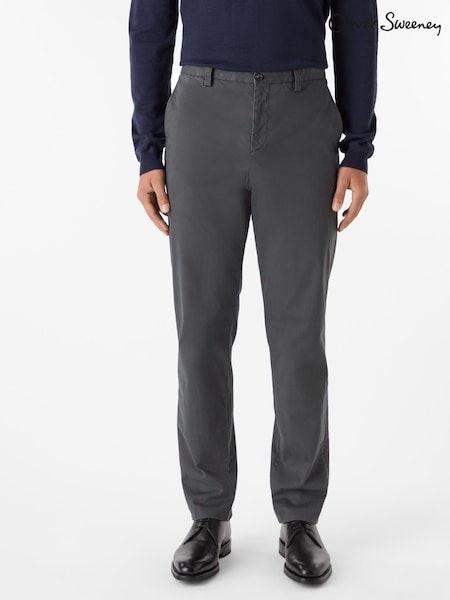 Oliver Sweeney Grey Garment Dyed Cotton Chinos (Y95483) | £139