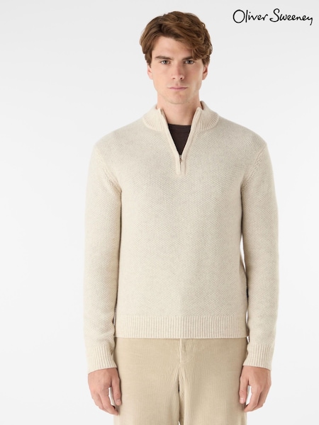 Oliver Sweeney Blue Lambswool Quarter Zip Jumper (Y95484) | £149