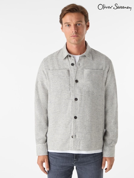 Oliver Sweeney Cotton Mouline White Overshirt (Y95491) | £149