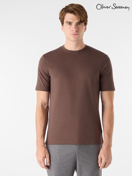 Oliver Sweeney Classic Fit 240gsm Cotton Jersey Brown T-Shirt (Y95494) | £59