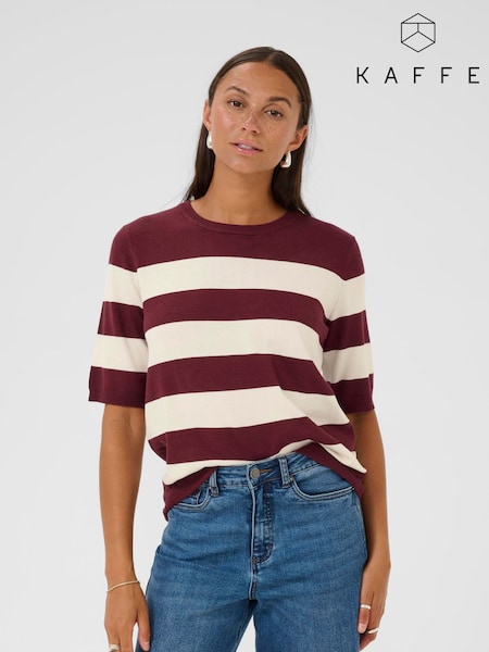 Kaffe Red KAlizza Striped Knit Sweater (Y95672) | £35