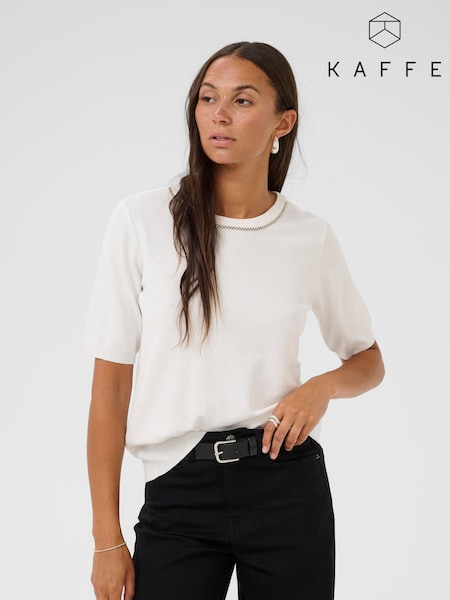 Kaffe KAcarly Short Sleeve Pullover White Jumper (Y95680) | £50