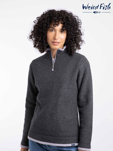 Weird Fish Black Beye Quarter  Zip Grid Fleece (Y95734) | £60