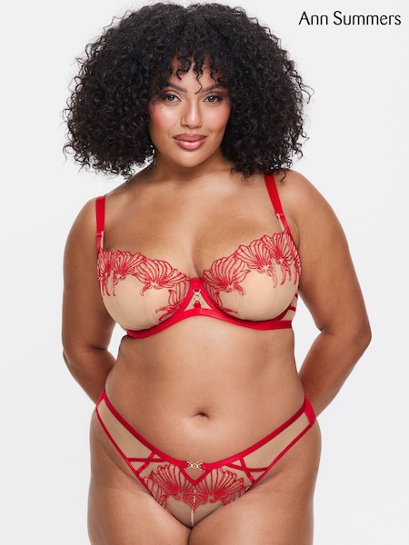 Ann Summers Bright Red DD+ Non Pad Balcony Desiring Decadence Balcony Bra (Y95748) | £24