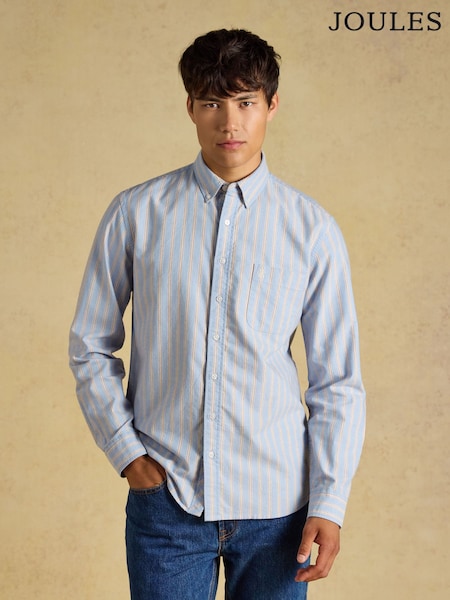 Blue & Orange - Regular Joules Striped Classic Fit Cotton Oxford Shirt