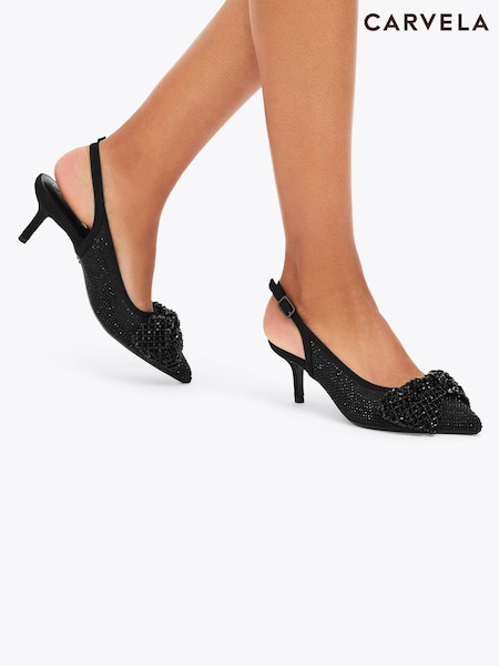 Carvela Black Chiara Bow Sling Shoes (Y95977) | £149