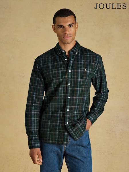Green Check - Regular Joules Long Sleeve Fine Needle Cord Shirt