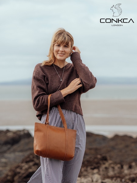 Conkca 'Ausha' Leather Tote Brown Bag (Y96058) | £59