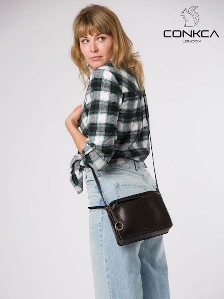 Conkca 'Isla' Leather Cross Body Black Bag (Y96068) | £49