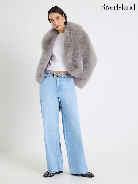 River Island Blue Mid Rise Baggy Jeans (Y96124) | £54