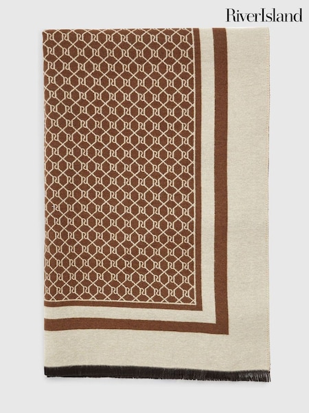 River Island Brown Monogram  Scarf (Y96150) | £26